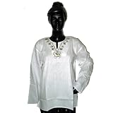 White Om Yoga Tops For Women's Cotton Tunic Kurtis L