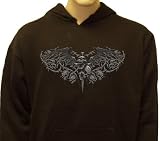 Winged Skull Sword Sweatshirt, Skull Thorns Liquid Blue Men's Hoodie