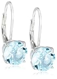 Sterling Silver 8mm Round Blue Topaz Lever Back Earrings