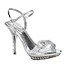 Sexy Rhinestone Sandals Womens High Heel Shoes 4 1/4 Inch Mini Platform Silver