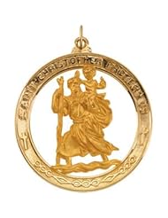 14K Yellow Gold 38.75 mm St. Christopher Medal