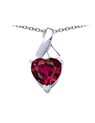 Original Star K (tm) 8mm Heart Shape Created Ruby Ribbon Pendant in 925 Sterling Silver