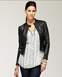 bebe Perforated Leather Racer Jacket