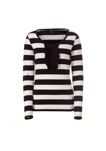 APART Damen Shirt/ Langarmshirt Streifenshirt, Gr. 36, Schwarz (schwarz-creme) Preisvergleich
