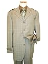 Steve Harvey Taupe Plaid Super 120's Wool Wideleg Suit By Zanetti