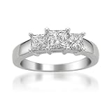 14k White Gold Princess-cut Three-Stone Diamond Engagement Ring (1 1/2 cttw, H-I, VS2)