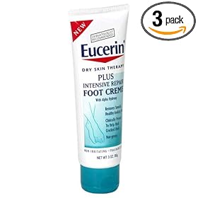 Eucerin Dry Skin Therapy Foot Creme, Plus Intensive Repair, 3-Ounce Tubes (Pack of 3)