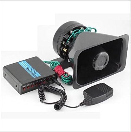Ovgold 100W Police Fire Fighter Car Truck Siren 6 Tone PA System Electronic Emergency Sound Kits Vehicle Warning Siren-Speaker PA System Set w/ Handheld Microphone