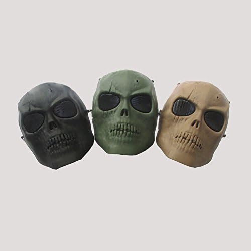 YuDongChu Halloween Party Protective Skull Scary Skeleton Full Face Mask Gear For Airsoft/BB Gun/ CS Game and Party Green