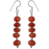 Valentine Jewelry Silver Carnelian Earrings 2 inches (erg085)