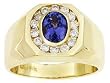 14K Yellow Gold Man's Tanzanite and Diamond Ring