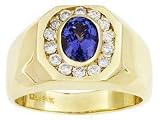 14K Yellow Gold Man's Tanzanite and Diamond Ring
