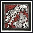 Art Poster Metal Framed Print - Butterfly Woodblock in Red II - Artist: Chariklia Zarris- Poster Size: 18 X 14