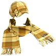 Winter Plaid Ribbon Bow Newsboy Cabbie Hat Softer Than Cashmere Scarf Beige