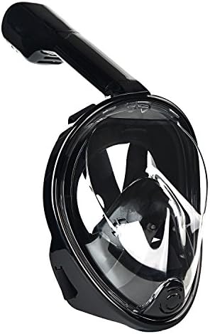 180° Snorkel Mask for Adults and Youth. Full Face Design with Anti-fog and Anti-leak Technology. (Black, L/XL)