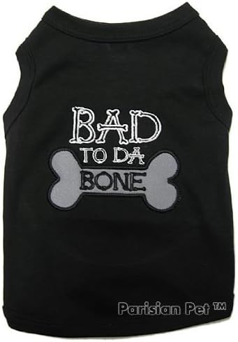 Parisian Pet Dog Shirt – 100% Cotton Shirts for Small Dogs – Black Sleeveless Bad to Da Bone Puppy Clothes – Lightweight and Breathable Dog Apparel – Funny Dogs Clothes - Stretchy Pet T Shirts