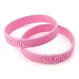 GOGO™ Pink Silicone Bracelets, Symbol of "Strength" Debossed Wristbands