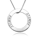Sterling Silver "Family" Open Circle Pendant, 17"