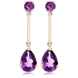 14k Yellow Gold Tear-Shaped Amethyst Drop Earrings