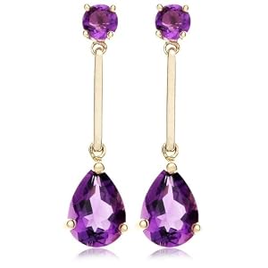 14k Yellow Gold Amethyst Drop Earrings by