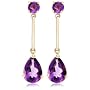 14k Yellow Gold Amethyst Drop Earrings