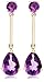 14k Yellow Gold Tear Drop Amethyst Drop Earrings title=