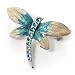 Tiny Enamel Diamante Butterfly Brooch ( Ivory&Blue)