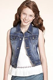 Cotton Blend Cropped Denim Waistcoat