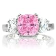 Evelyn's Three Stone Pink CZ Ring - Sterling Silver Band