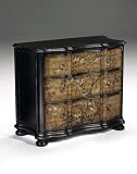 Millgrove Distressed Black 3-Drawer Accent Bombe Chest