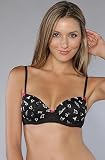 Betsey Johnson The Tattoo You Embroidery Lightly Lined Demi Bra in Raven Black,Intimates for Women