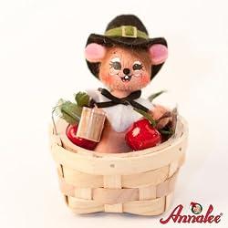 3" Pilgrim Mouse with Cider By Annalee