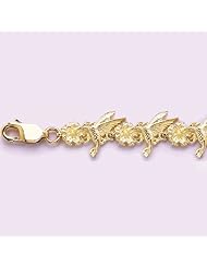 Gold Bracelet Bracelet Hummingbird & Flower Link Bracelet
