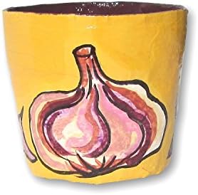Garlic Bowl, Kitchen Storage. Hand Painted, Paper Mache Bowl