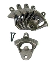 Kitchen: Wall Mounted Bottle Openers (Set of 6) - Gun Metal Black Home or Bartender Beer Bottle Opener - Vintage Cast Iron - Restaurant & Home Décor - Home Bar Drinks - Includes 12 Mounting Screws - Indie Craft Supplies