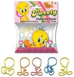 Looney Tunes Tweety Bird Logo Bandz Silly Bands 20PK + Free Elastic Necklace To Show Off Your Tweety Bandz!!!