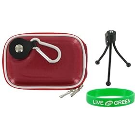 Hard Carrying Case (Candy Red) and Tripod for RCA EZ205 Small Wonder Digital Camcorder