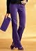 Velvet Pants - metrostyle Flare Leg Velvet Jeans (BLACK,16)