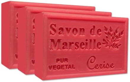 Cherry Pure French Marseille Soap - 4.4oz - (Pack of 3 bars)