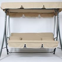 Hollywoodschaukel Gartenschaukel 3-Sitzer "Luxus" beige