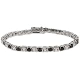 Eve's Addiction Beautiful Black and White CZ Tennis Bracelet