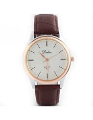 HACBIWA Unisex Women Lady Mens Luxury Brown Leather Sport Quartz Wrist Watch