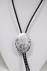 German Silver Engraved Bolo Tie