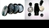 NEW CHROMIUM 4 pcs SHARP CRUSHER MAGNETIC TOBACCO GRINDER + NEW 7 PCS CNC ALUMINUM Pollen HERB PRESS