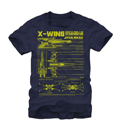 Star Wars X-Wing Starfighter Schematic Adult T-Shirt - Navy (XXX-Large)
