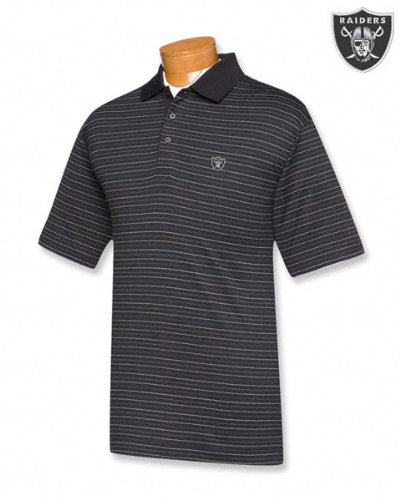 Oakland Raiders Precision Stripe Polo Shirt - Small