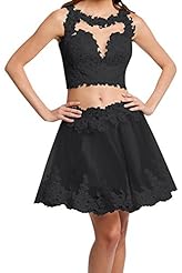 Lace Applique Short Tulle Scoop Neck Evening Dress/Homecoming Dress/Prom Dress/Party Dress/Wedding Dress 