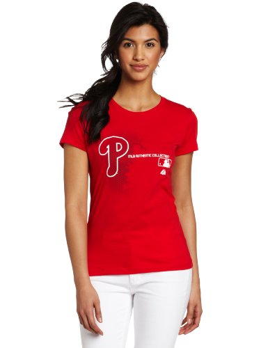 MLB Women's Philadelphia Phillies Authentic Collection Change Up Short Sleeve Crew Neck Tee by Majestic (Athletic Red, XX-Large) at Amazon.com