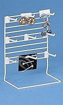 White Wire Counter Top Display Rack W 12 Peg Hooks- 12