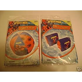 Spiderman Spider Man Arm Floats Floaties & Beachball Beach Ball (sold as set)